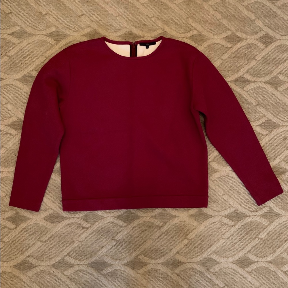 Tibi Women’s Long-Sleeve Crewneck Top - Burgundy